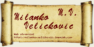 Milanko Veličković vizit kartica